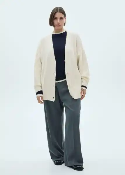 Buzo Cárdigan Taldote Crudo Talla XL Mujer Mango