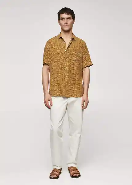 Camisa Cabo Ocre Talla L Hombre Mango