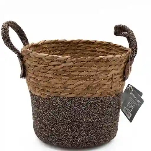 Canasta Grande Fibra Natural Beige y Café Concepts 088110124