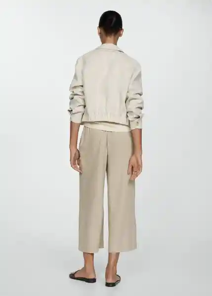 Pantalón Linovis Beige Talla S Mujer Mango