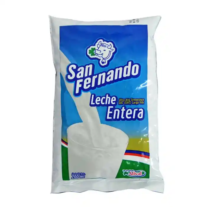 Leche Sanfernando Uht Entera Bolsa 200 mL