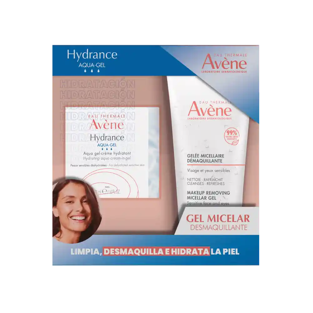 Kit Avene Crema Hydrance Aqua-gel + Desmaquillantes