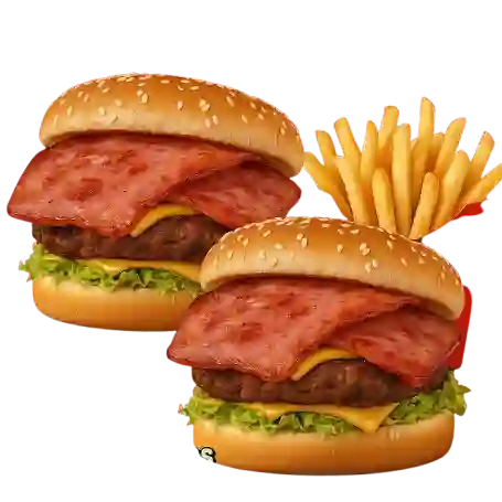 2 Burger especiales + papas