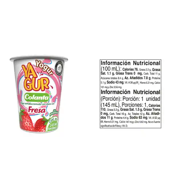  Colanta Yogur  semidescremado con rico sabor a fruta y probióticos