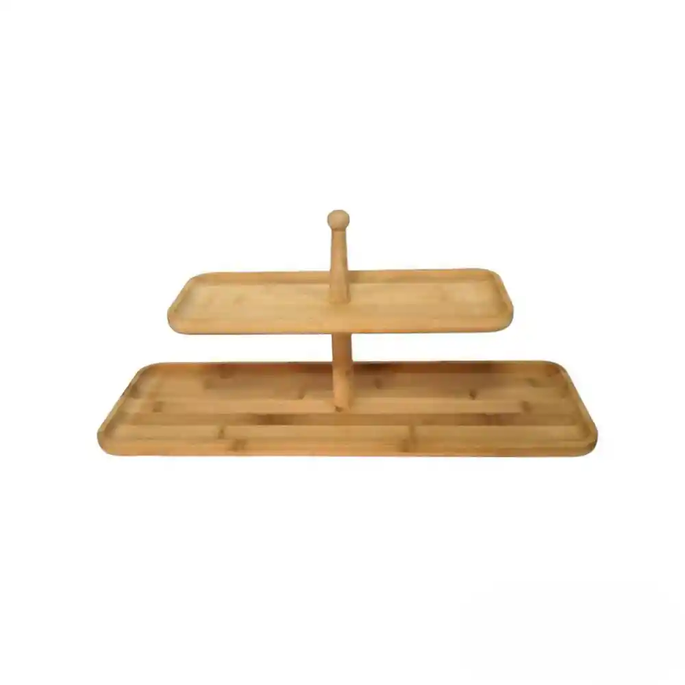 Bandeja Rectangular 2 Niveles Bambú Finlandek Kt225015b