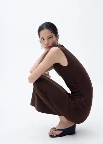 Vestido Curra Marrón Talla S Mujer Mango