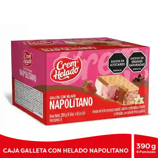Crem Helado Galleta Con Helado Napolitano 65 g x 6 Und