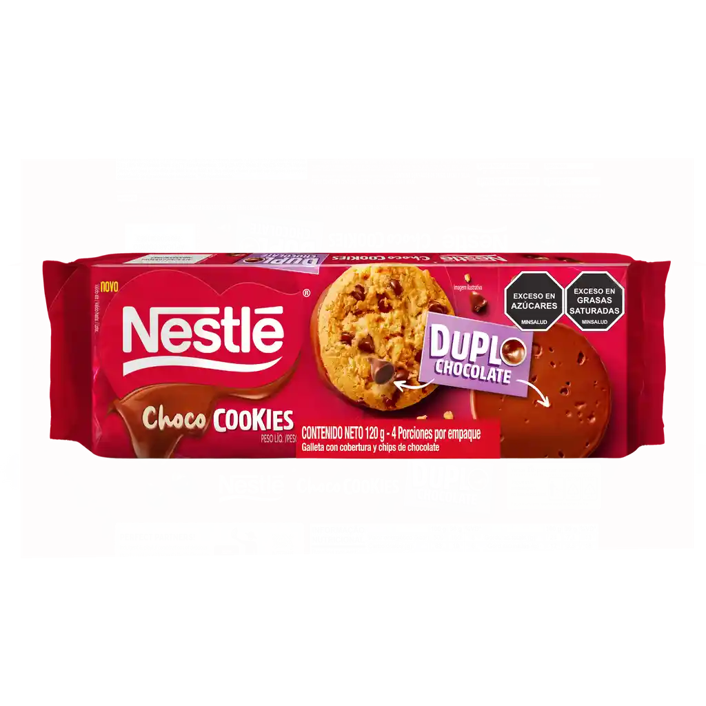 Galletas Choco Cookies NESTLÉ con cobertura y chips de chocolate x 120g