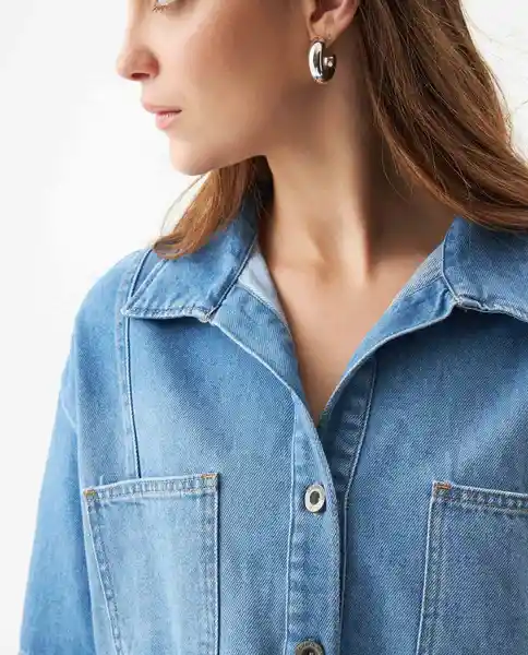 Camisa Cropped Denim Azul Dark Ultraoscuro Talla XS Chevignon