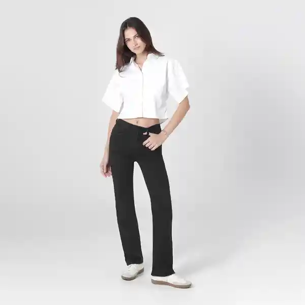 Blusa Cuello Camisero Manga Corta Blanco Talla S 718493