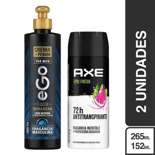 Combo Crema de Peinar eGo + Desodorante Aerosol Axe EPIC Fresh