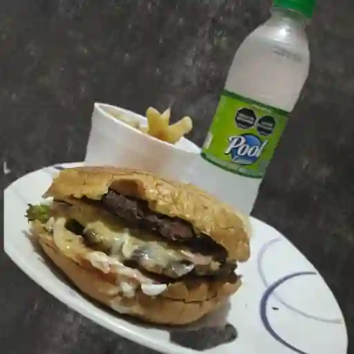 Hamburguesa Doble Carne Papas Gaseosa