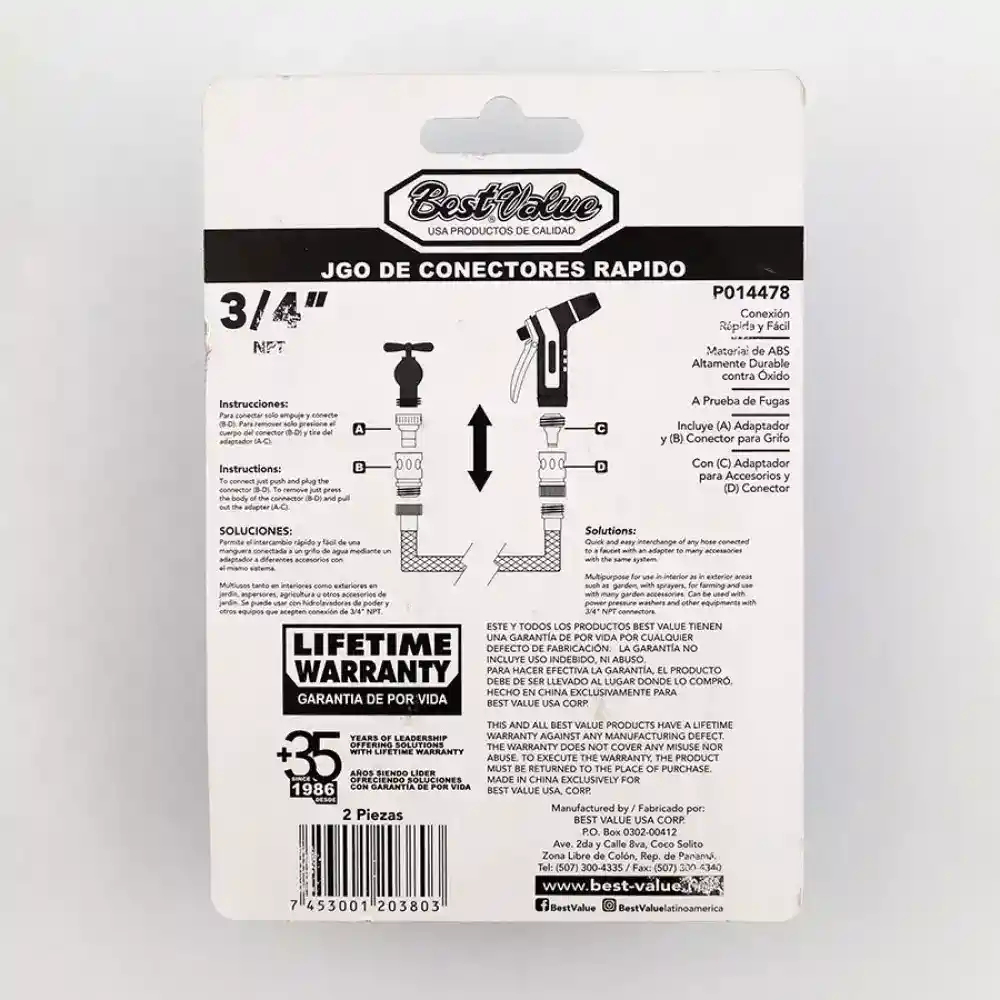 Best Value Set Conector Click Rápido 3/4 Pulgadas P014478