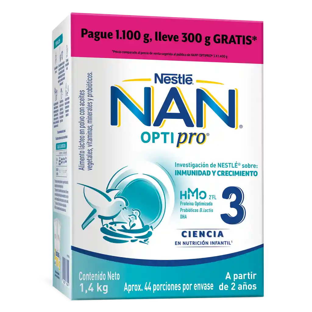 NAN OPTIPRO 3 - Oferta Paga 1.100 g y lleva 300 g GRATIS X 1.400 g