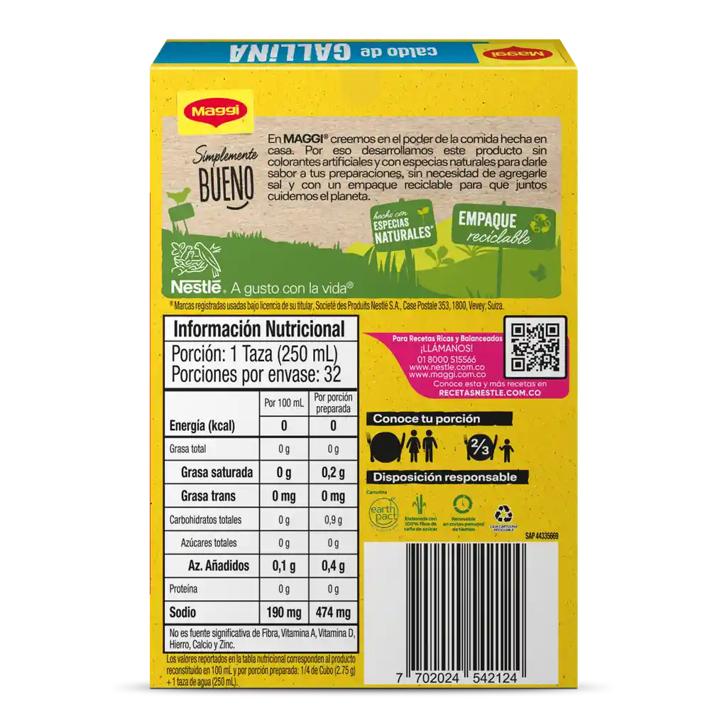 Caldo de Gallina MAGGI paga 6 lleva 8 cubos x 88g