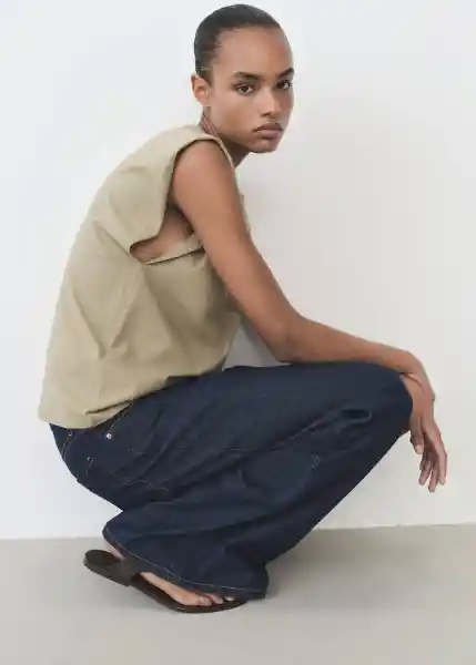 Camiseta Viri Khaki Talla XS Mujer Mango