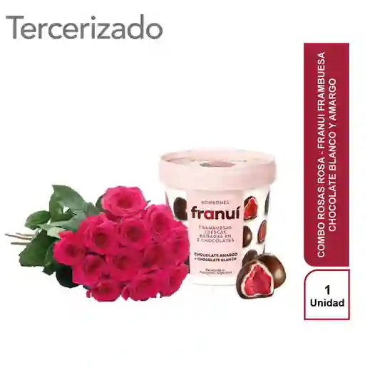 Combo Rosas Rosa + Franui Frambuesas Chocolate Blanco y Amargo