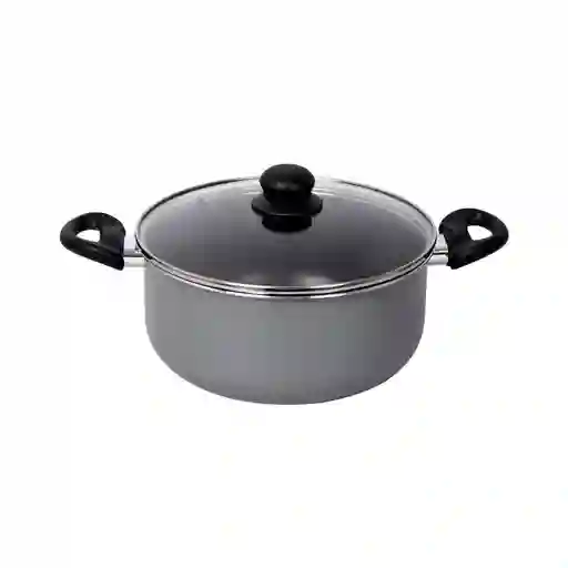 Olla Finlandek Aluminio 24x11.5 Cm Con Tapa de Vidrio&nbsp 1 Pieza Gris