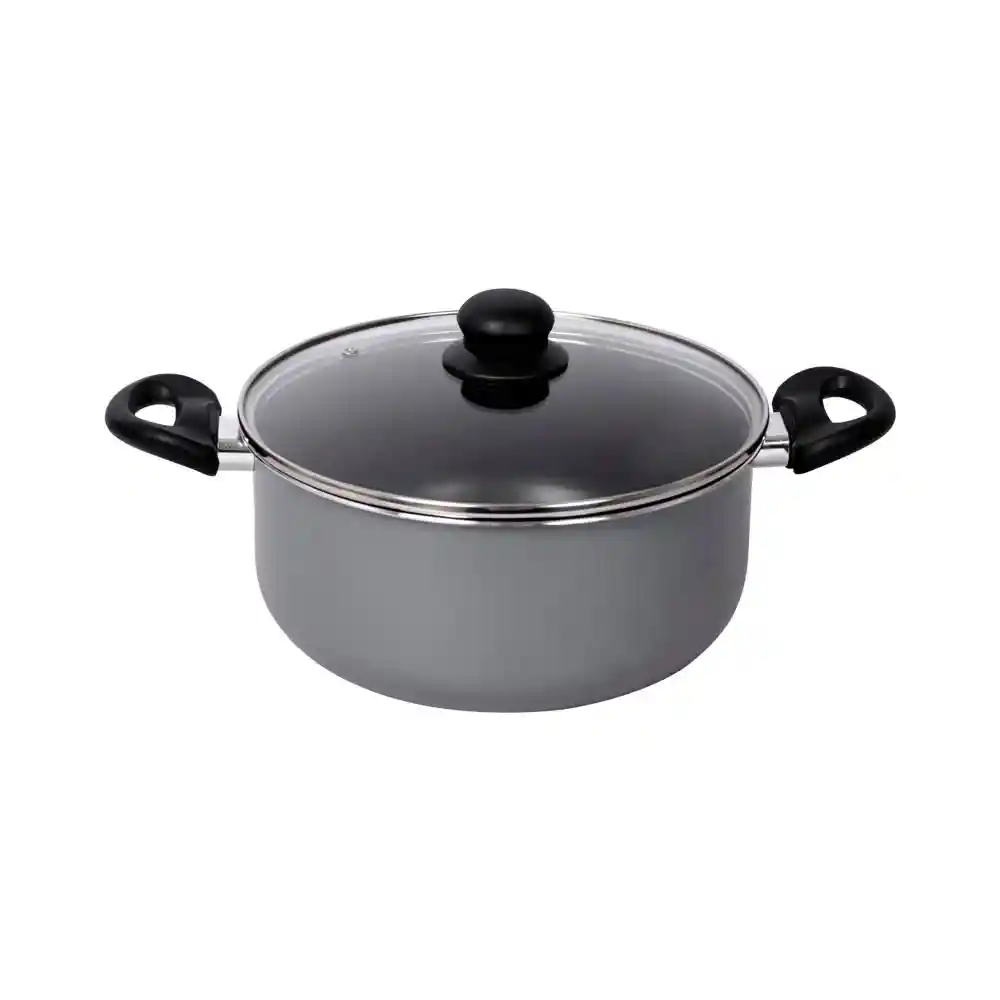 Olla Finlandek Aluminio 24x11.5 Cm Con Tapa de Vidrio&nbsp 1 Pieza Gris