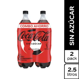 Pack Gaseosa Coca-Cola sin Azúcar PET 2.5L x 2 Unds
