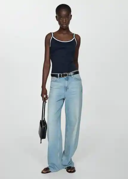 Top Ravioli Navy Talla M Mujer Mango