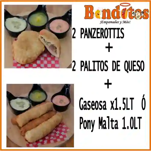 Combo 2X2 Panzerottis+palitos+gas1.5