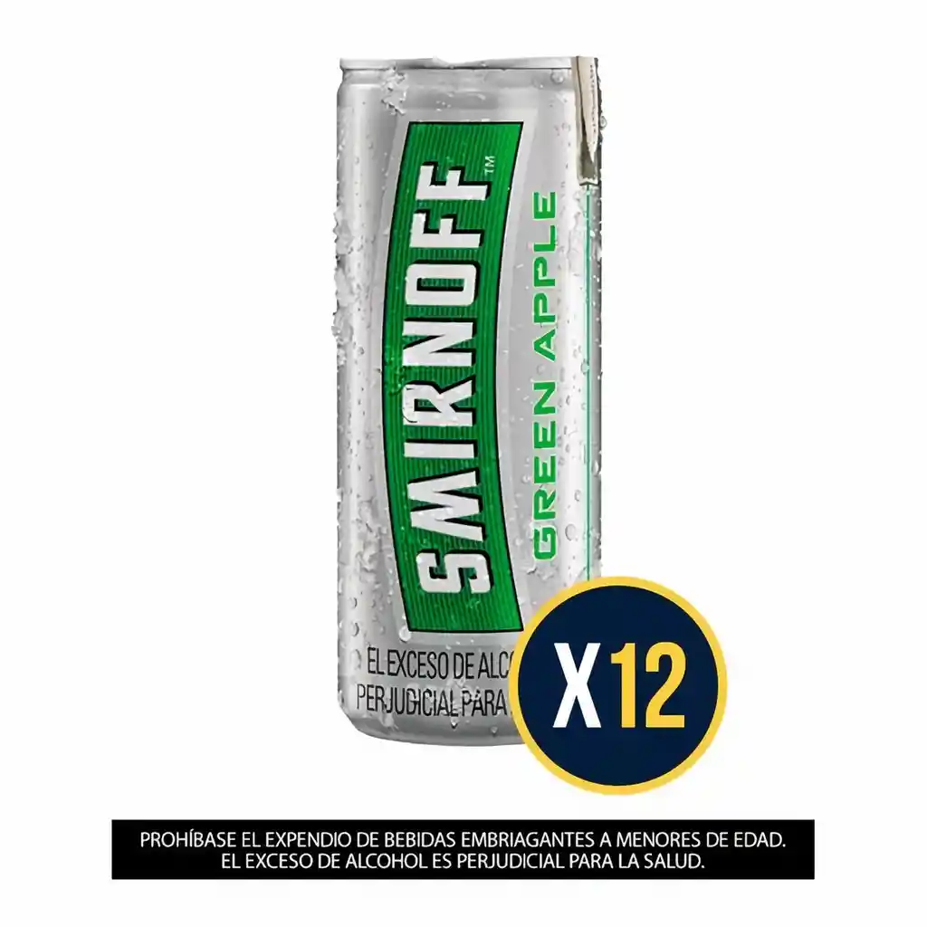 Pack X12 Coctel Smirnoff Ice Green Apple Lata 250 Ml
