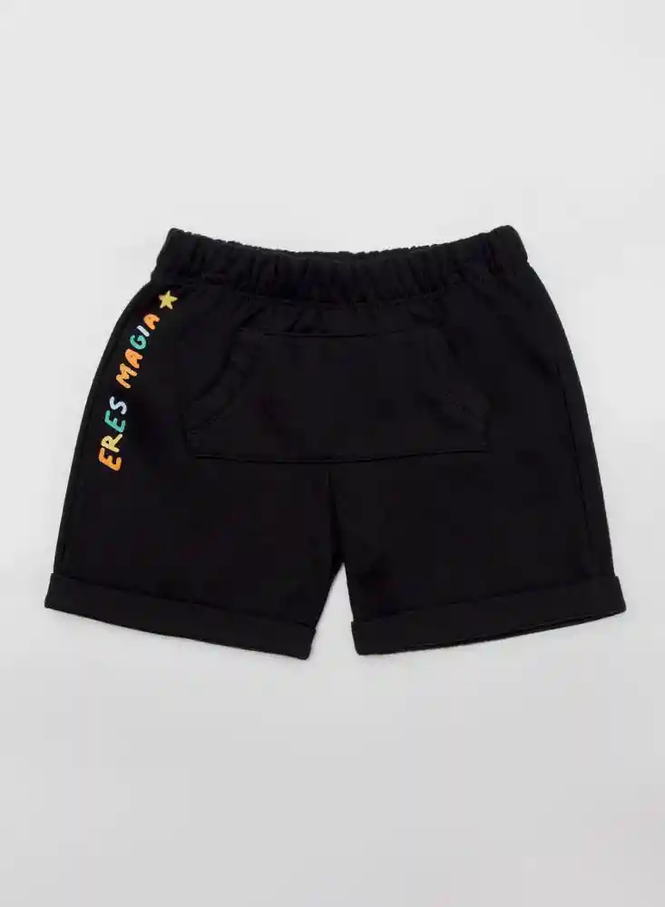 Bermuda Telas Varias 12/18mese - Negro