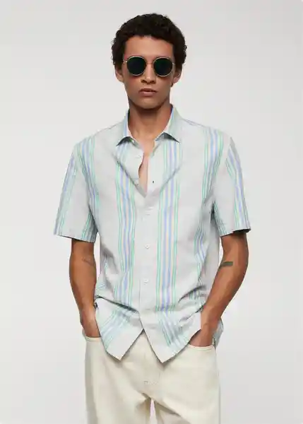 Camisa Samui-H Verde Talla S Hombre Mango