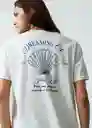 Camiseta Mujer Crudo Marfil Talla L Naf Naf