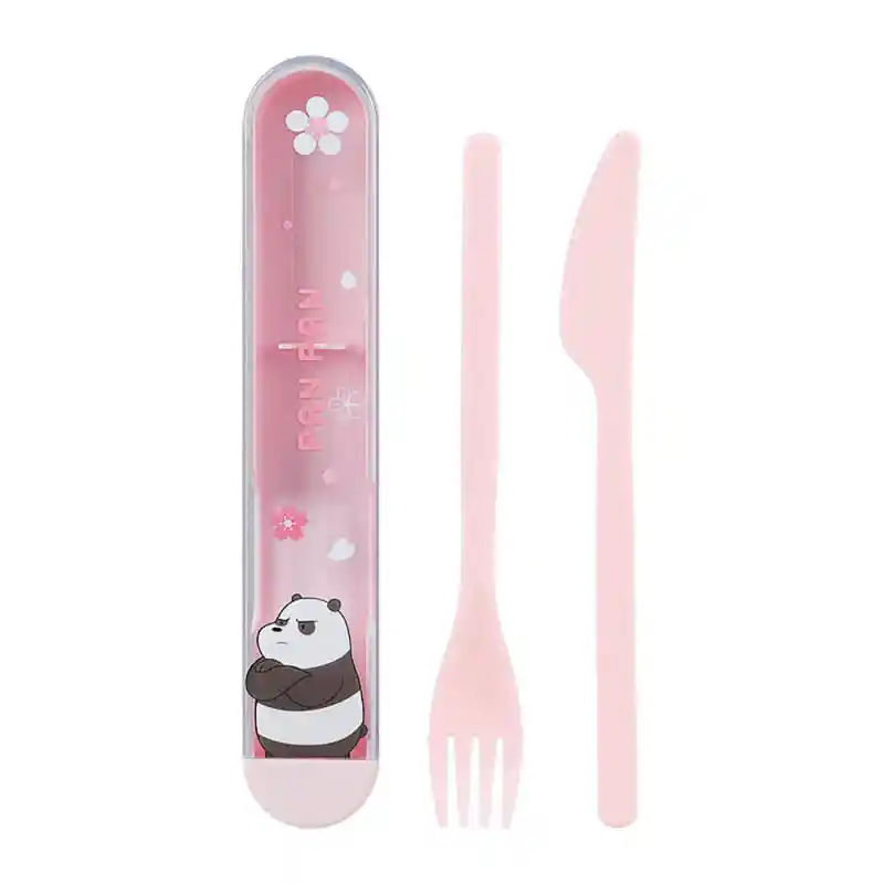 Miniso Set de Cubiertos Estuche Cuchillo y Tenedor Panda