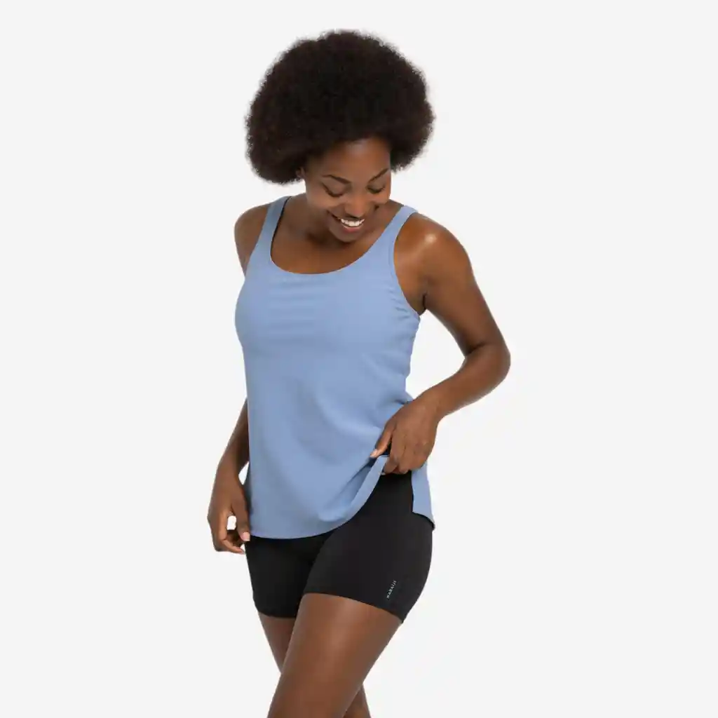 Vestido de Baño Enterizo de Natación Tipo Shorty Para Mujer - Azul/negro
