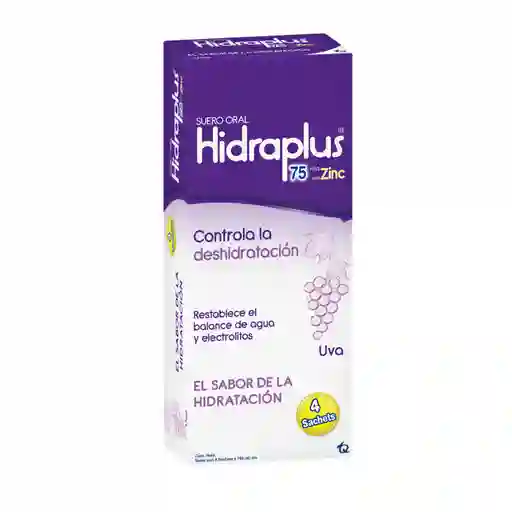 Suero Hidraplus*100ml* 4 Un 75meq+zinc Uva