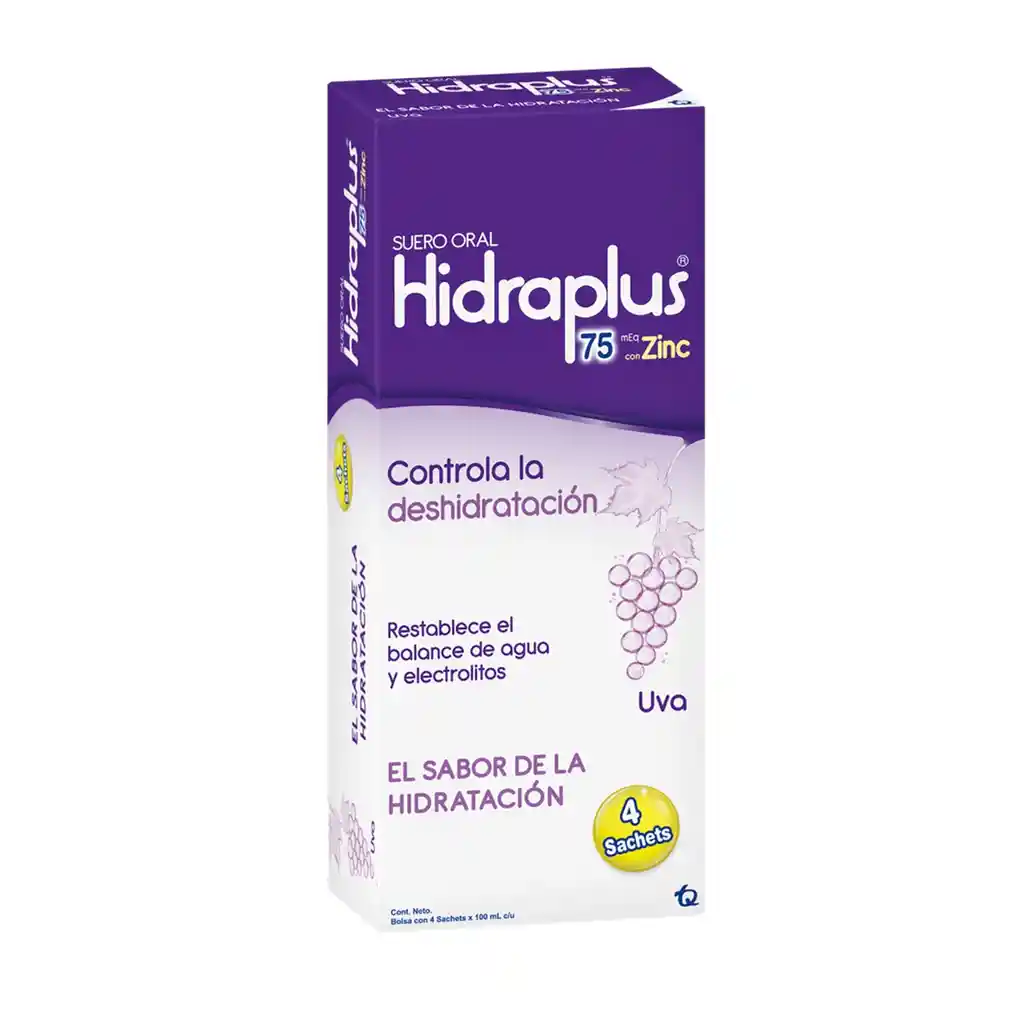 Suero Hidraplus*100ml* 4 Un 75meq+zinc Uva