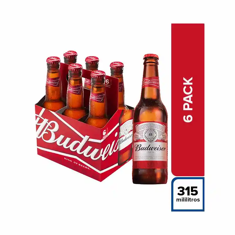 Budweiser Licor Cerveza x 6 Unidades.