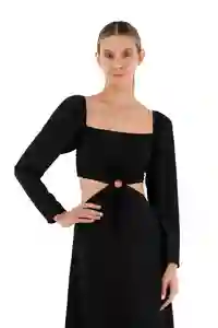 Vestido Largo Aura Negro Talla M Mercedes Campuzano