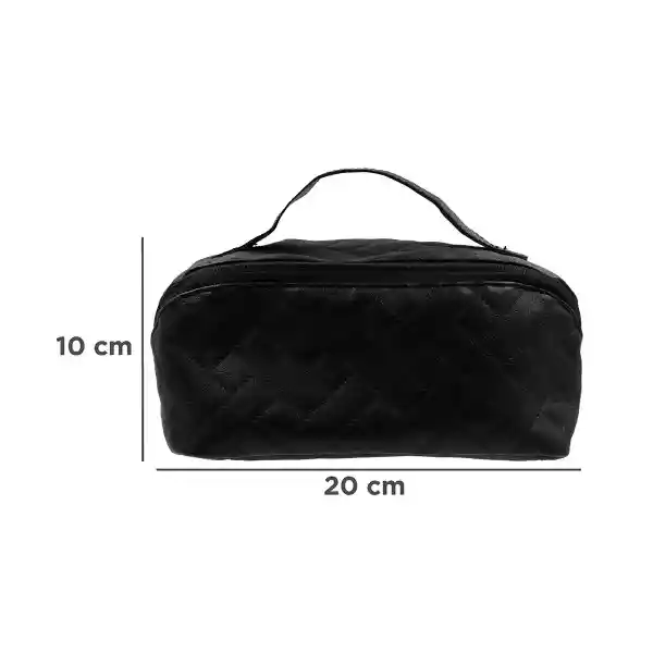 Cosmetiquera Acolchada Con Asa Negro Serie Miniso