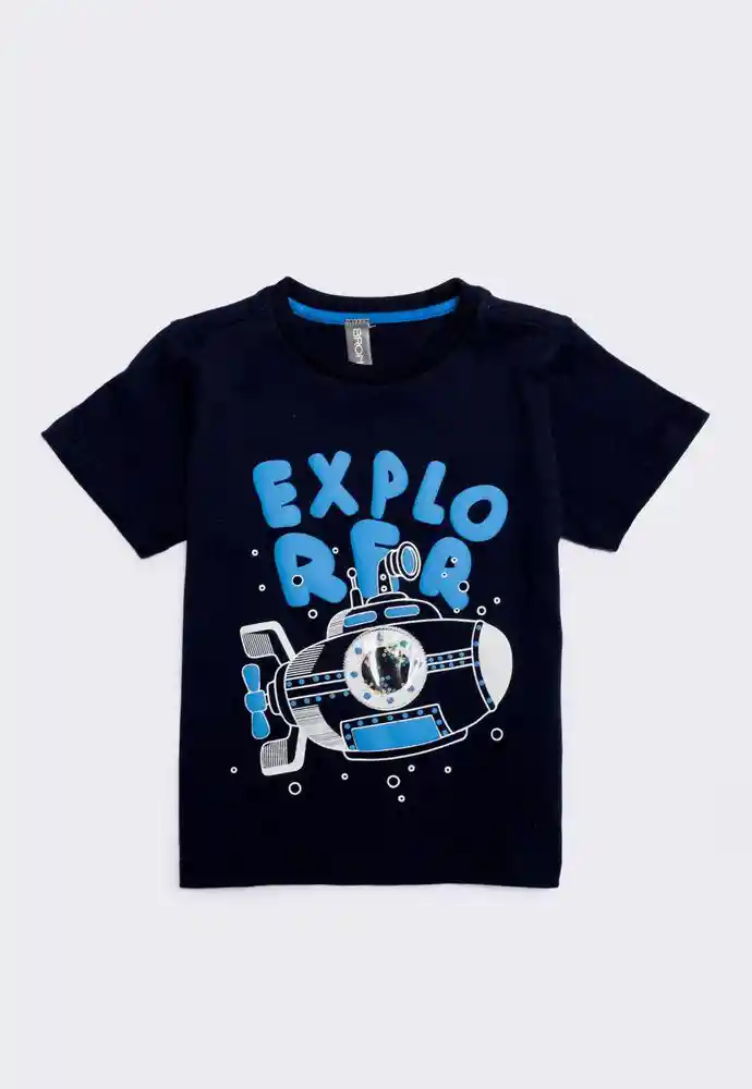 Camiseta Manga Corta 6/9 Meses-navy
