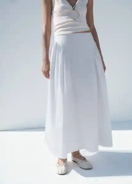 Falda Blanca Blanco Talla 38 Mujer Mango