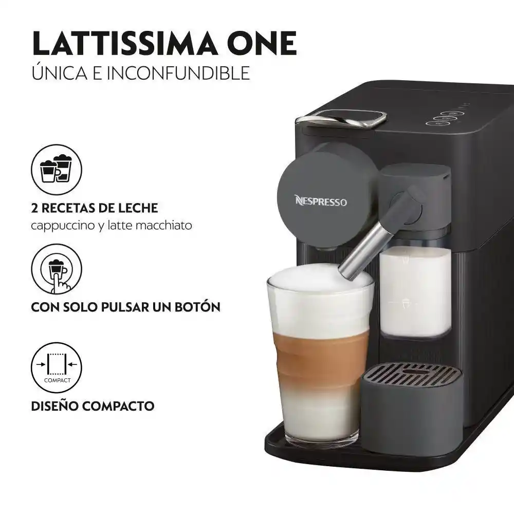 Nespresso Cafetera Lattissima One Negra