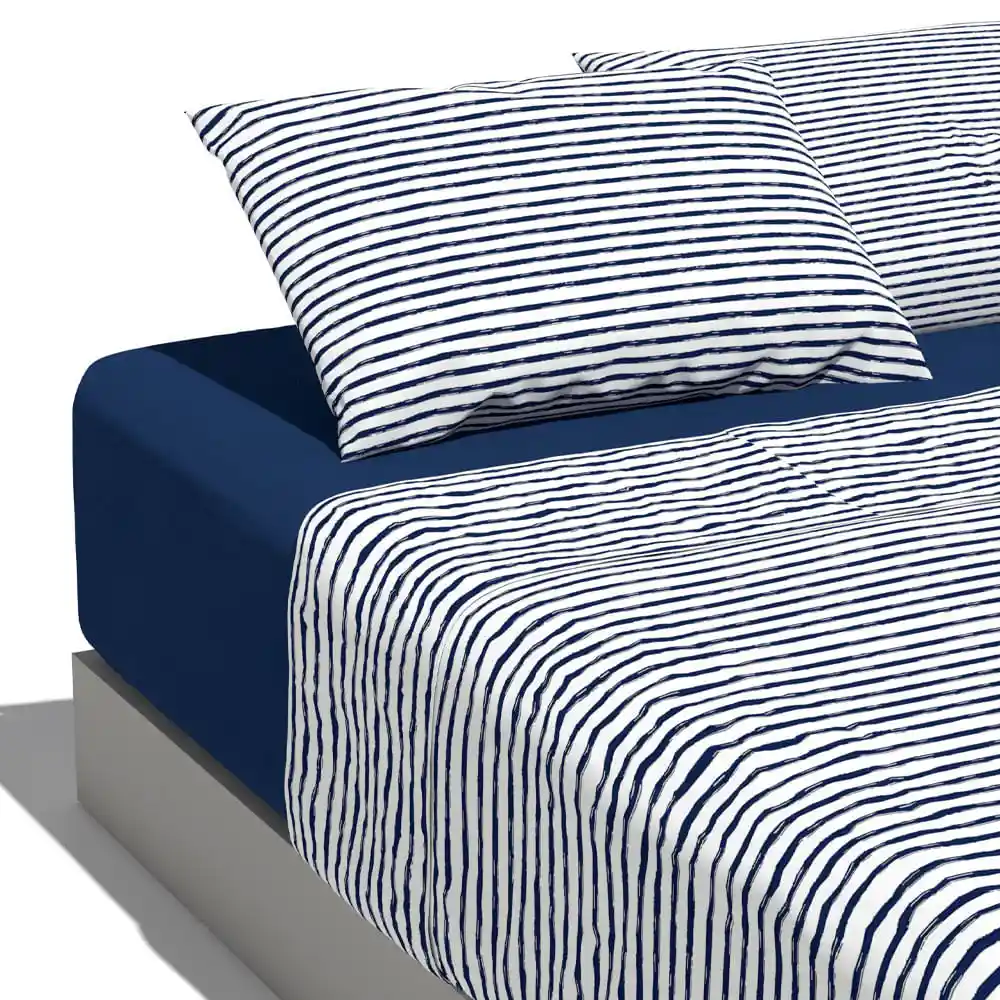 Sábana Estampada 2 Plazas Microfibra 120 Gsm Diseño Marinero Krea
