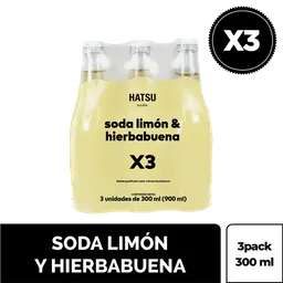 Soda Hatsu 3 Pack Limón Hierbabuena x 300 ml