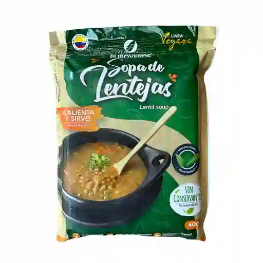 Puro Verde Sopa de Lenteja Veganas