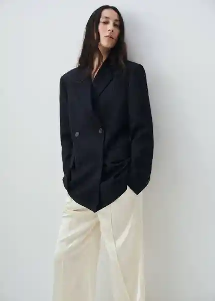 Blazer Americana Varsovia Navy Talla M Mujer Mango