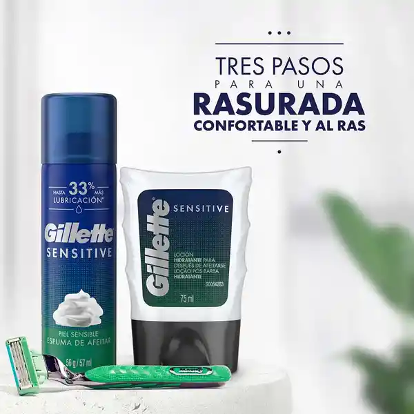 Gillette Irritation Protection Kit de Afeitado Piel Sensible Rastrillo + 1 Cartucho + Espuma + Aftershave