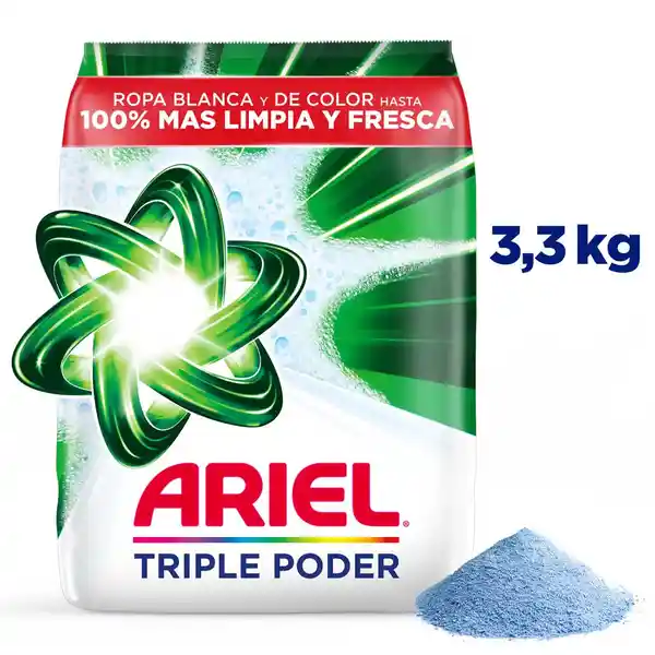 Detergente en Polvo Ariel Triple Poder de 3.3kg Jabon para Ropa