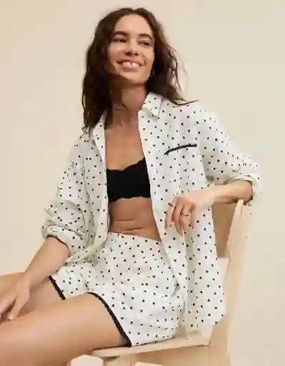Pijama Aerie Blanco Talla Small 1796125 American Eagle