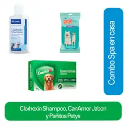 Combo Shampoo Clorhexin + Combo CanAmor Jabon + Pañitos Petys