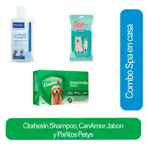 Combo Shampoo Clorhexin + Combo CanAmor Jabon + Pañitos Petys