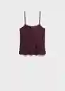 Top Pluma Vino Talla M Mujer Mango